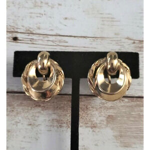 Vintage Screw On Earrings - Elegant Gold Tone Statement
